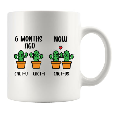 6 Month Anniversary Cactus Ceramic Mug 11 oz White