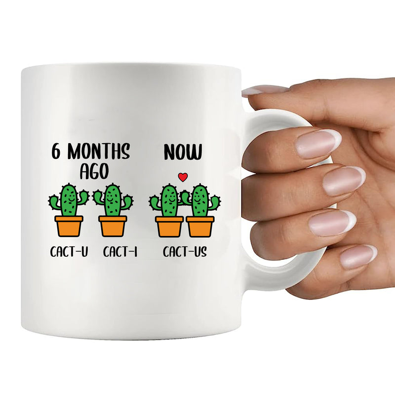 6 Month Anniversary Cactus Ceramic Mug 11 oz White
