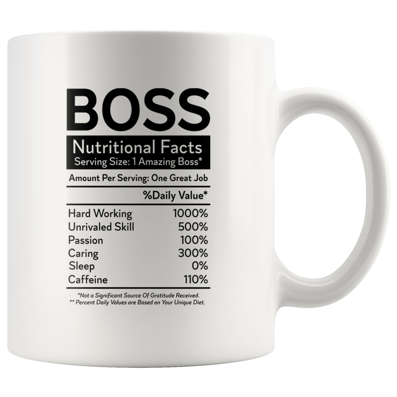 Boss Nutritional Facts Funny Profession Office Gift Coffee Mug 11 oz