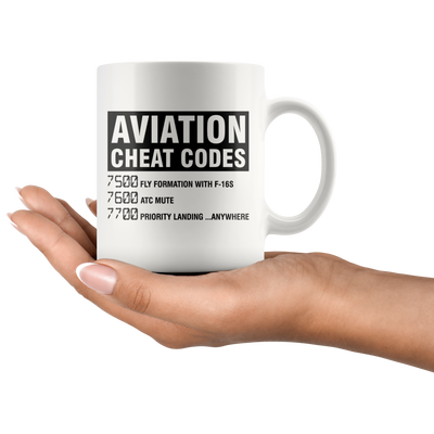 Aviation Cheat Codes Coffee Mug Funny Pilot Gift Idea 11oz