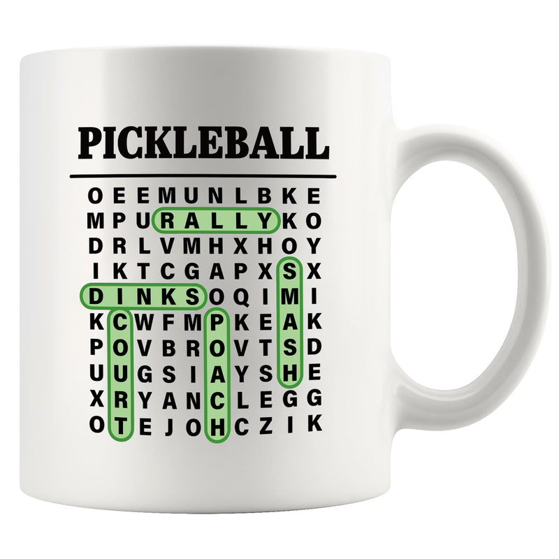 Crossword Pickleball Ceramic Mug 11 oz White