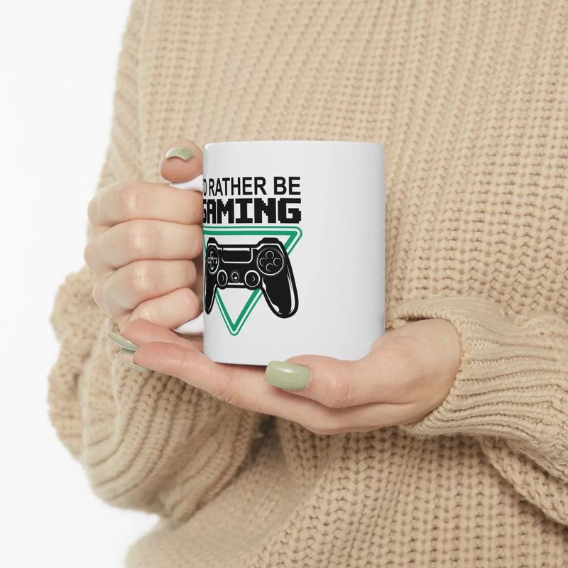 Personalized I’d Rather Be Gaming Customized Ceramic Mug 11 oz White - Panvola