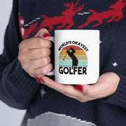 Personalized World's Okayest Golfer Ceramic Mug 11 oz White - Panvola