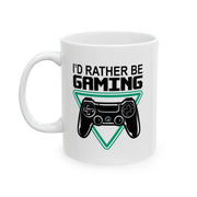 Personalized I’d Rather Be Gaming Customized Ceramic Mug 11 oz White - Panvola