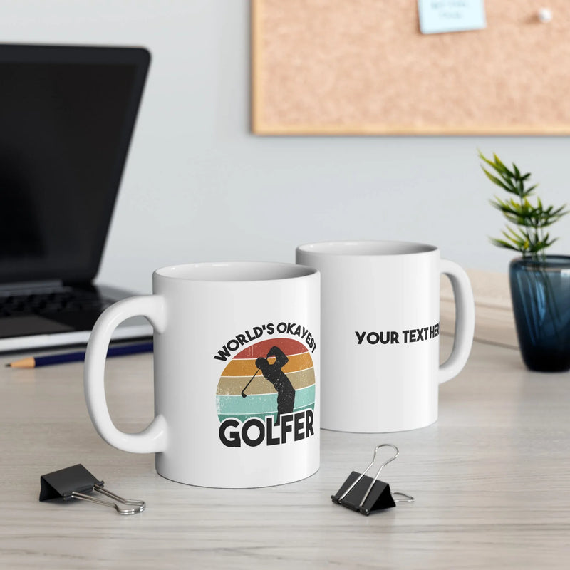 Personalized World's Okayest Golfer Ceramic Mug 11 oz White - Panvola