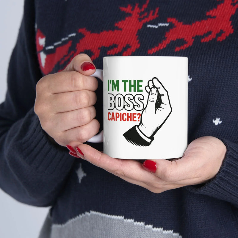 Personalized I'm The Boss Capiche Customized Ceramic Mug 11 oz White - Panvola