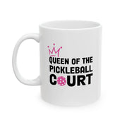 Personalized Queen of the Pickleball Customized Pickleball Gifts for Women Ceramic Mug Gifts for Pickleball Lovers Coffee Cup 11 oz White 11oz - Panvola