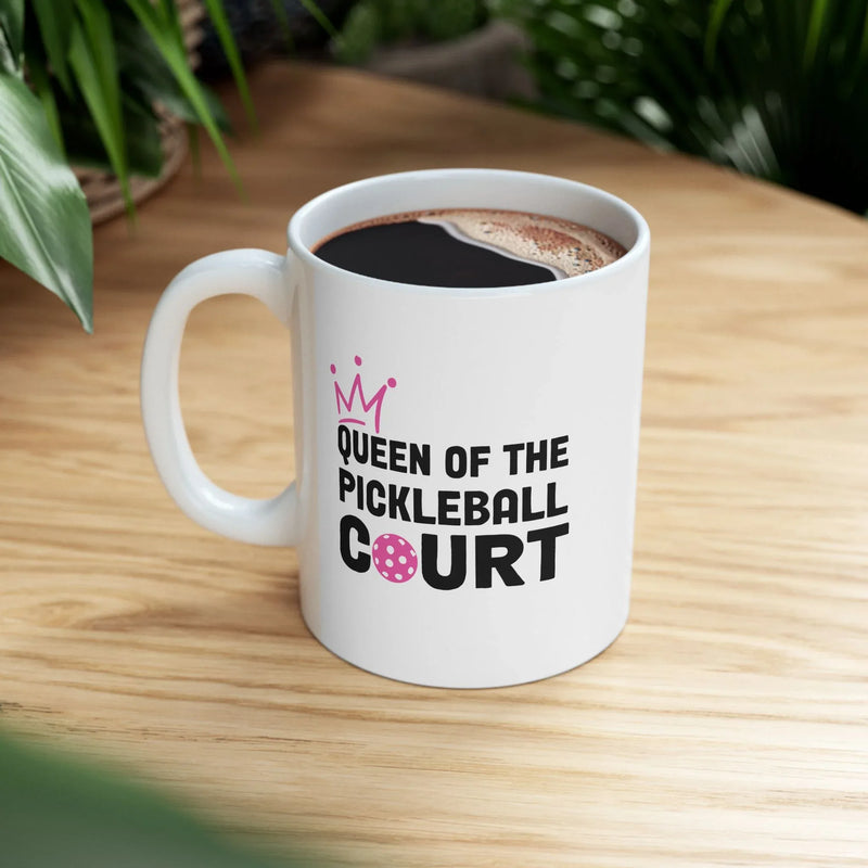 Personalized Queen of the Pickleball Customized Pickleball Gifts for Women Ceramic Mug Gifts for Pickleball Lovers Coffee Cup 11 oz White 11oz - Panvola