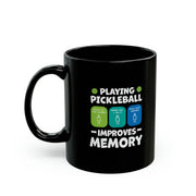 Personalized Playing Pickleball Improves Memory 11oz Black Mug - Panvola