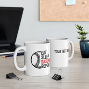 Personalized Eat Sleep Baseball Repeat Customized Ceramic Mug 11 oz White - Panvola