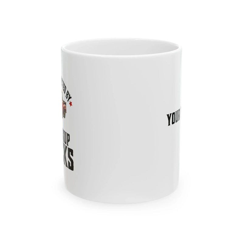 Personalized Easily Distracted by Old Pickup Truck Ceramic Mug 11 oz White - Panvola