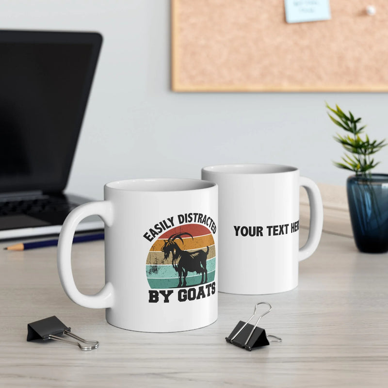 Personalized Easily Distracted By Goats Ceramic Mug 11 oz White - Panvola