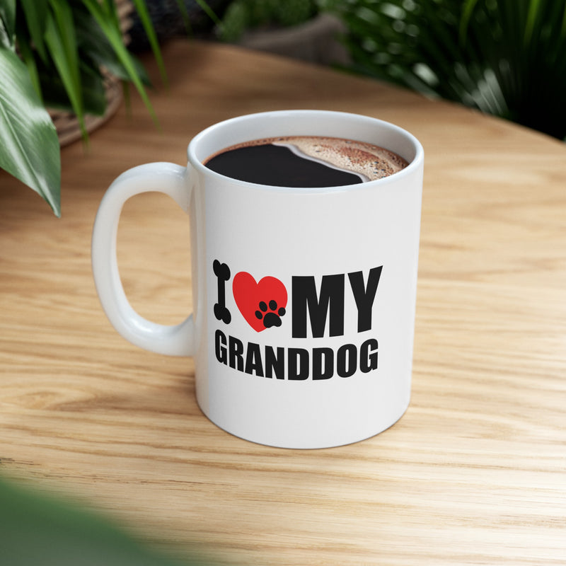 Personalized I Love My Granddog Ceramic Mug 11 oz White.