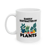 Personalized Easily Distracted By Plants Ceramic Mug 11 oz White - Panvola