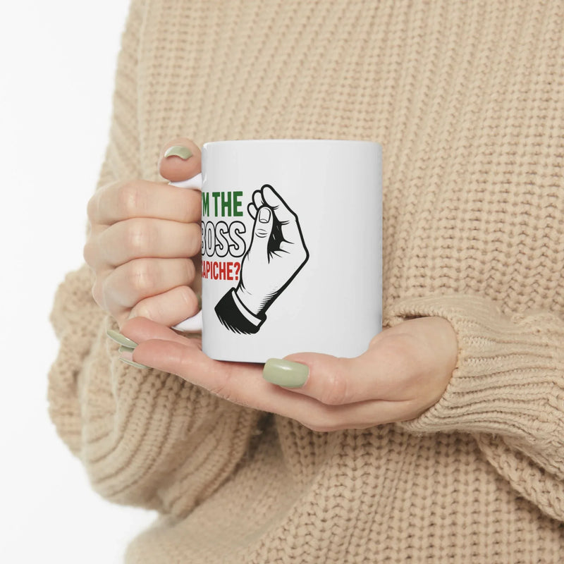 Personalized I'm The Boss Capiche Customized Ceramic Mug 11 oz White - Panvola