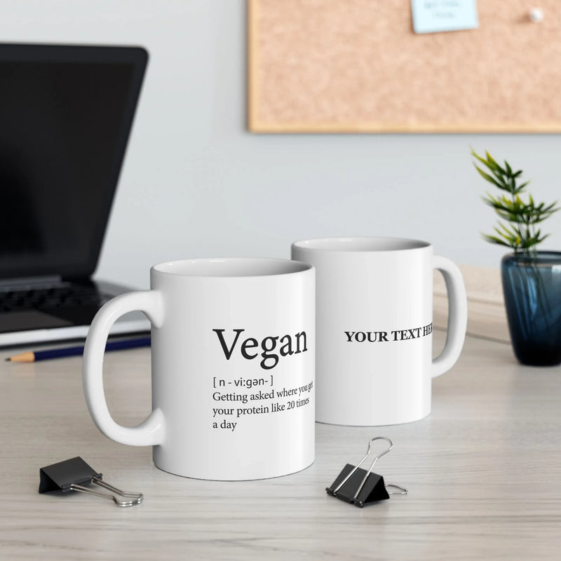 Personalized Vegan Definition Ceramic Mug 11 oz White - Panvola
