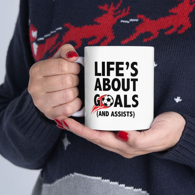 Personalized Life's About Goals And Assists Customized Ceramic Mug 11 oz White