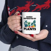 Personalized Easily Distracted By Plants Ceramic Mug 11 oz White - Panvola