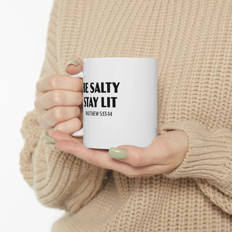Personalized Be Salty Stay Lit Customized Ceramic Mug 11 oz White - Panvola