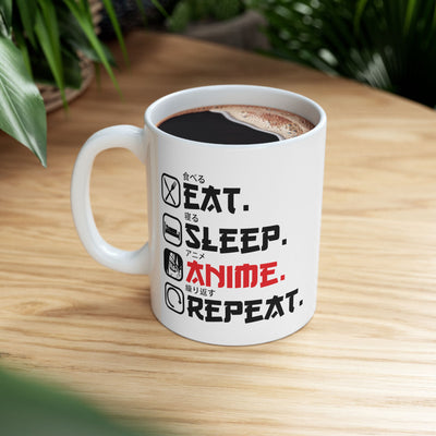 Personalized Eat Sleep Anime Repeat Customized Ceramic Mug 11 oz White