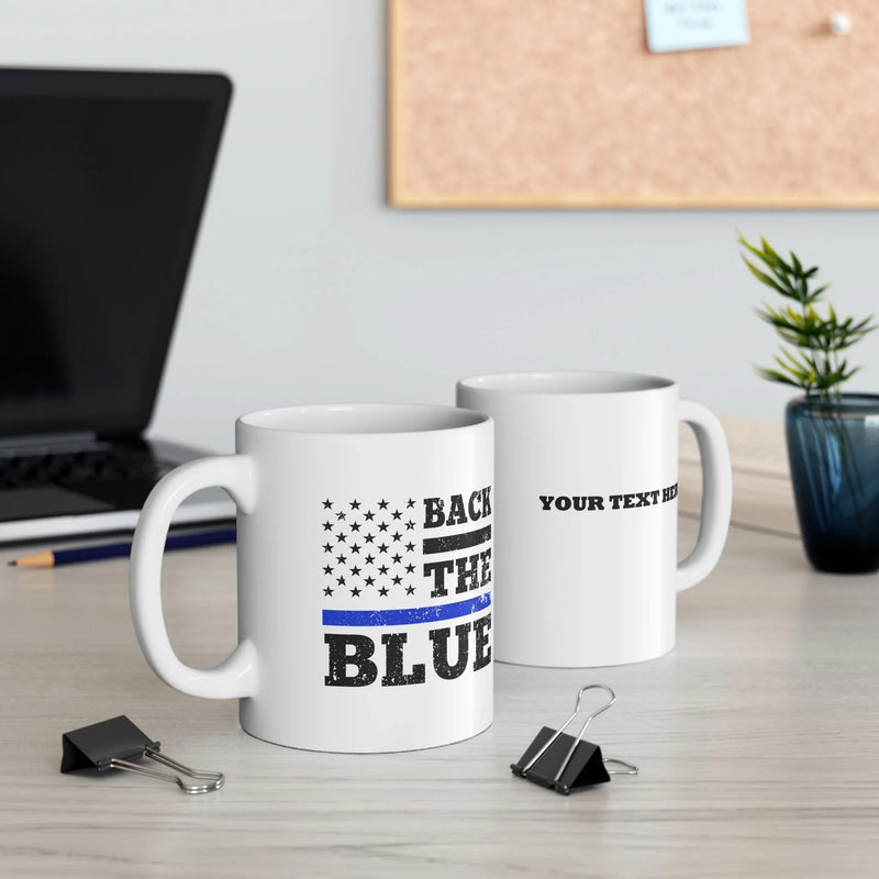 Personalized Back The Blue Customized Ceramic Mug 11 oz White - Panvola