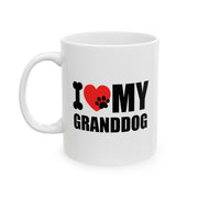 Personalized I Love My Granddog Ceramic Mug 11 oz White.