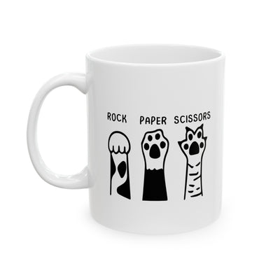 Personalized Rock Paper Scissors Ceramic Mug 11 oz White