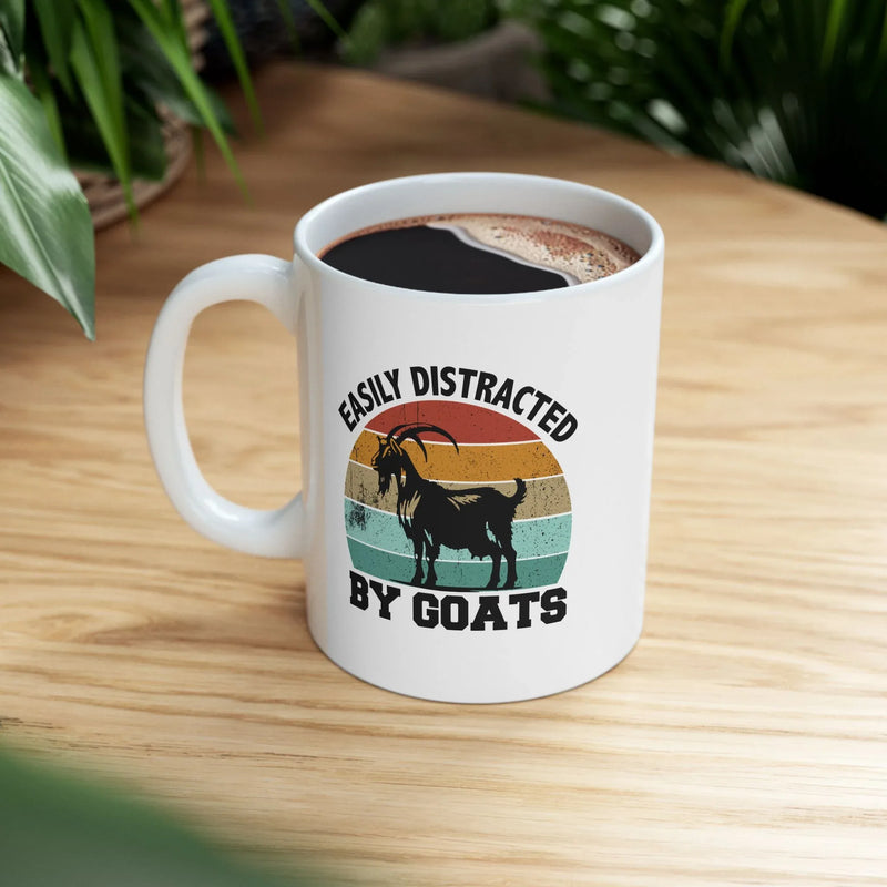 Personalized Easily Distracted By Goats Ceramic Mug 11 oz White - Panvola