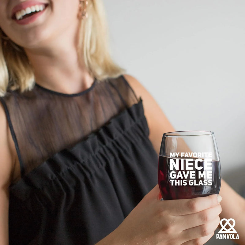 My Favorite Niece Gave Me This Glass Stemless Wine Glass 17oz - Panvola