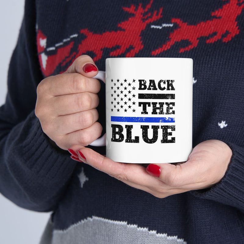 Personalized Back The Blue Customized Ceramic Mug 11 oz White