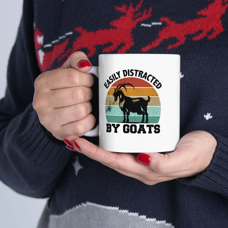 Personalized Easily Distracted By Goats Ceramic Mug 11 oz White - Panvola