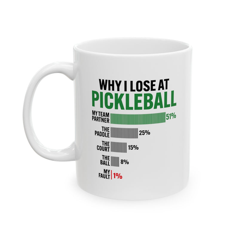 Personalized Why I Lose At Pickleball Ceramic Mug 11 oz White