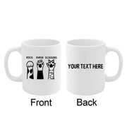 Personalized Rock Paper Scissors Ceramic Mug 11 oz White - Panvola