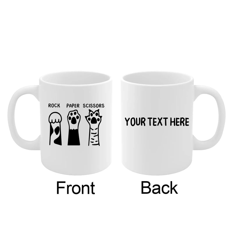 Personalized Rock Paper Scissors Ceramic Mug 11 oz White - Panvola