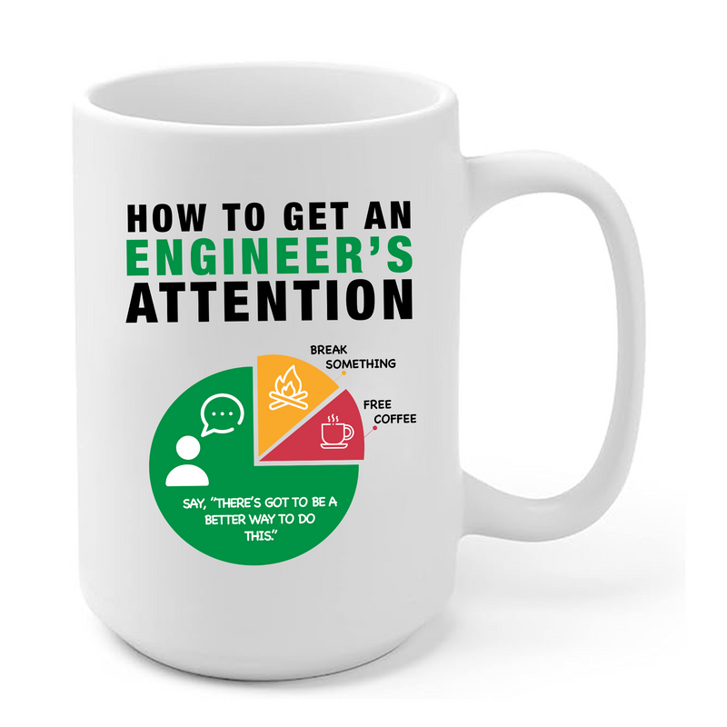 How To Get An Engineer's Attention Ceramic Mug 15 oz White.