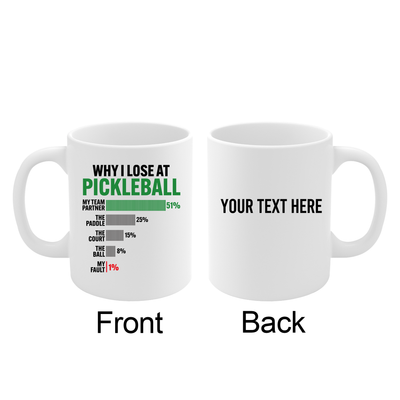 Personalized Why I Lose At Pickleball Ceramic Mug 11 oz White