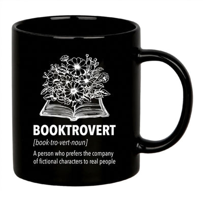 Booktrovert Definition Mug Ceramic Cup 11 oz Black