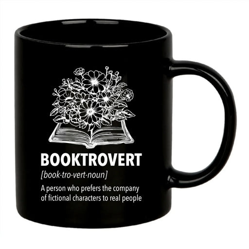 Booktrovert Definition Mug Ceramic Cup 11 oz Black - Panvola