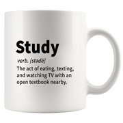 Study Definition Mug Ceramic Coffee Cup 11 oz White.