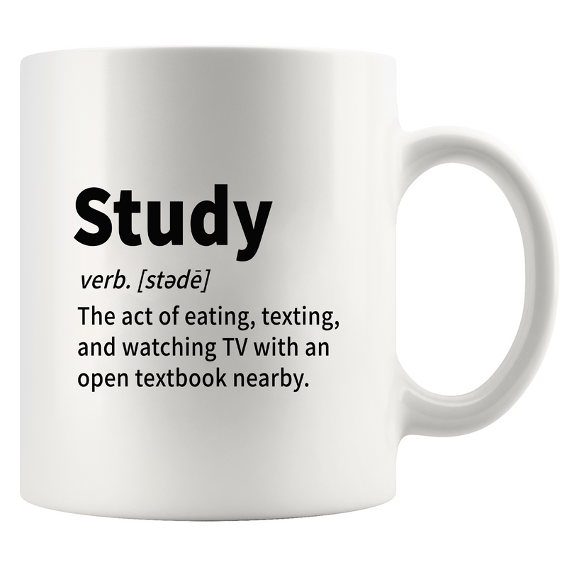 Study Definition Mug Ceramic Coffee Cup 11 oz White