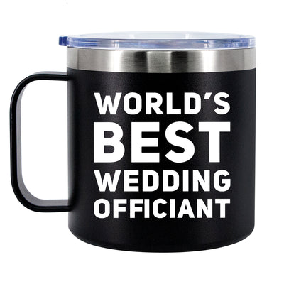 World's Best Wedding Officiant Insulated Coffee Cup 14oz With Handle And Lid
