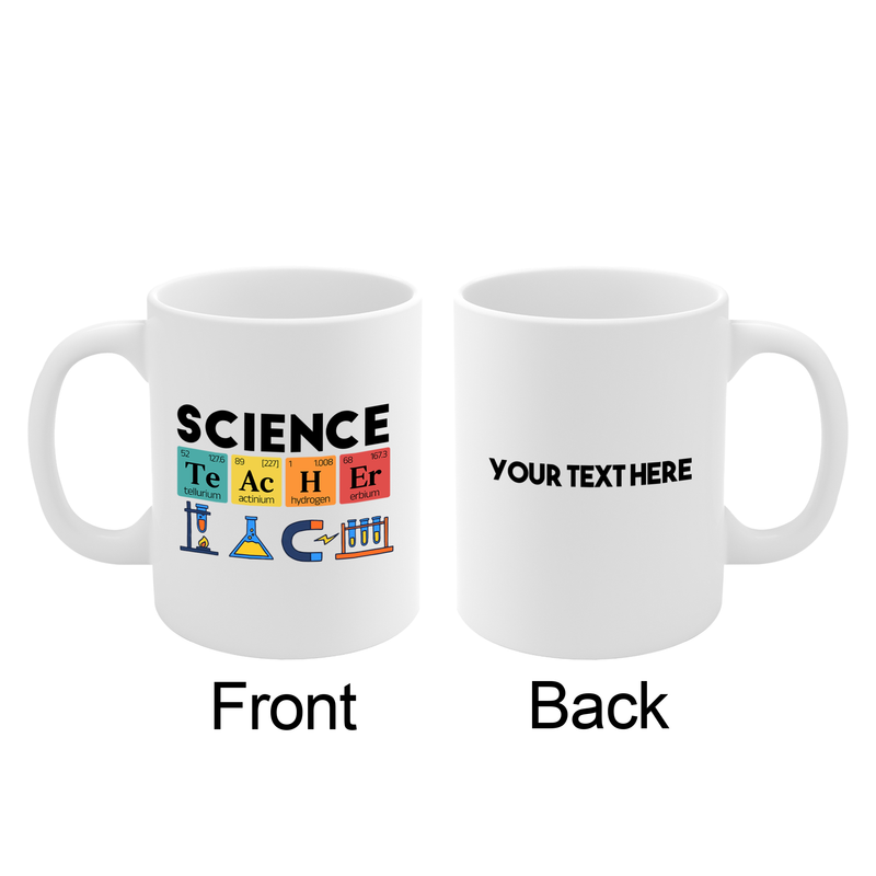 Personalized Science Teacher Customized Ceramic Mug 11 oz White.