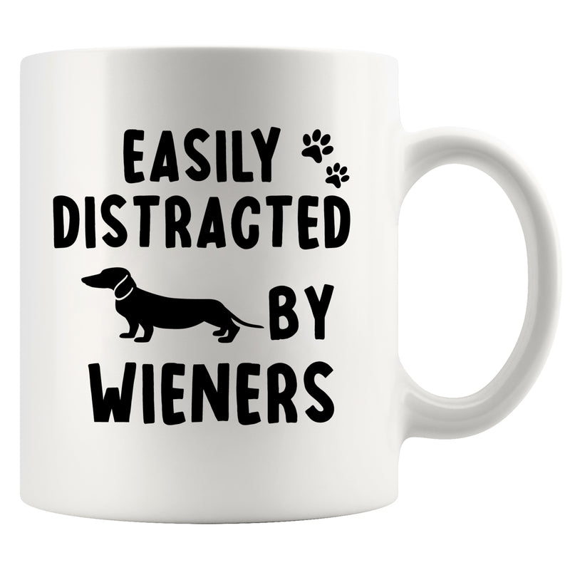 Easily Distracted By Wieners Ceramic Mug 11 oz White.