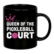 Queen of the Pickleball Court Ceramic Mug 11 oz Black - Panvola