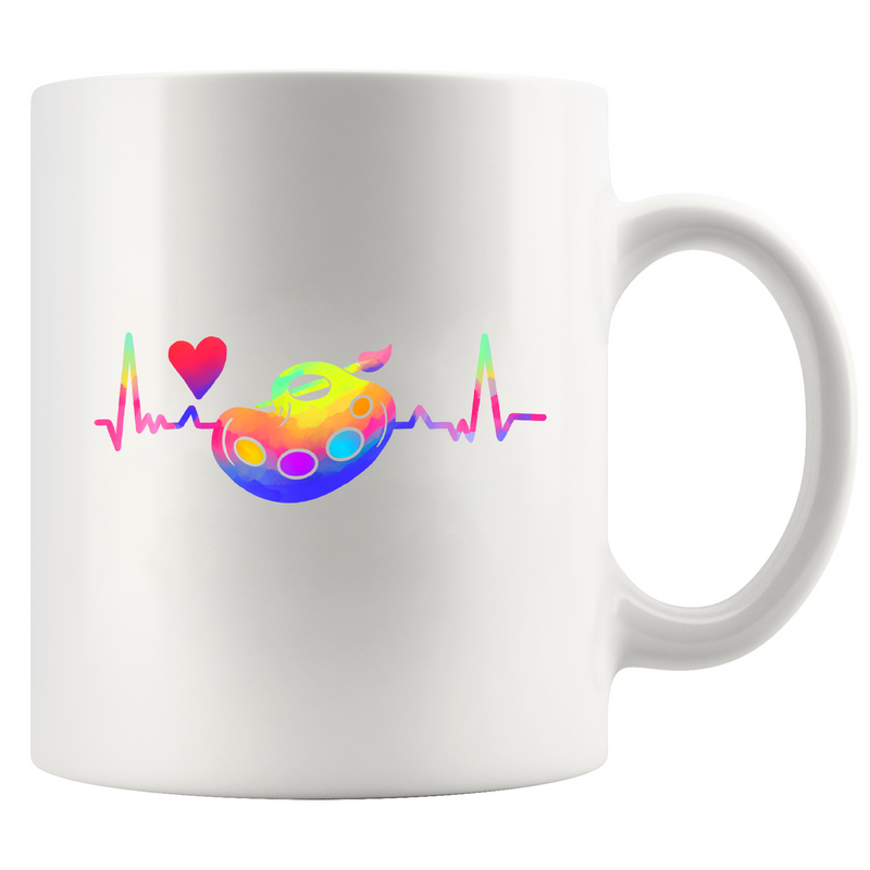 Paint Palette Brush Heart Rate Ceramic Mug 11 oz White