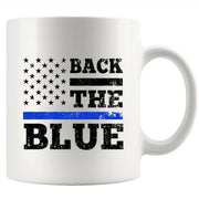 Back The Blue Ceramic Mug 11 oz White - Panvola