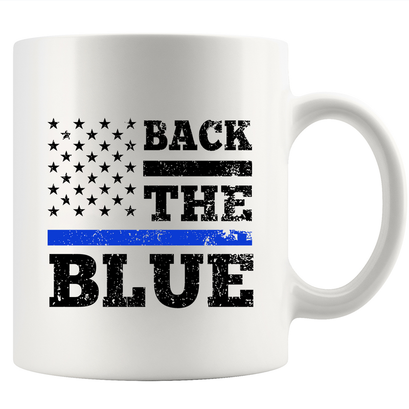 Back The Blue Ceramic Mug 11 oz White