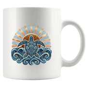 Hawaiian Maori Sun Sea Turtle Ceramic Mug 11 oz White - Panvola