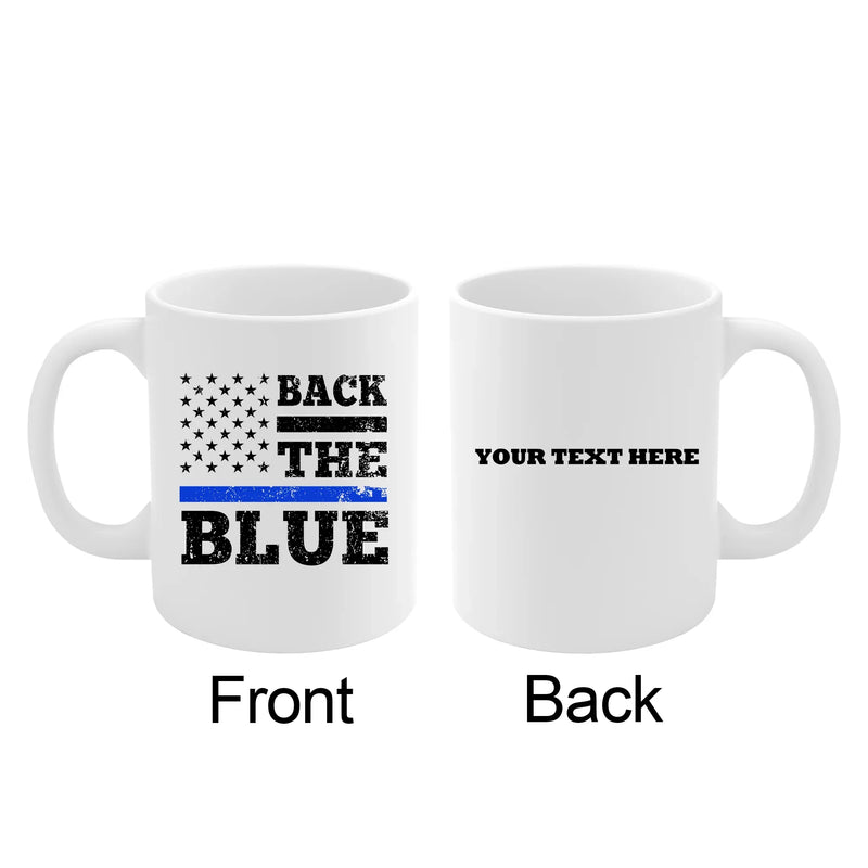 Personalized Back The Blue Customized Ceramic Mug 11 oz White - Panvola