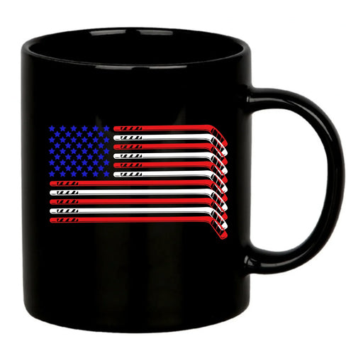 Hockey Stick USA Flag Ceramic Mug 11 oz White - Panvola